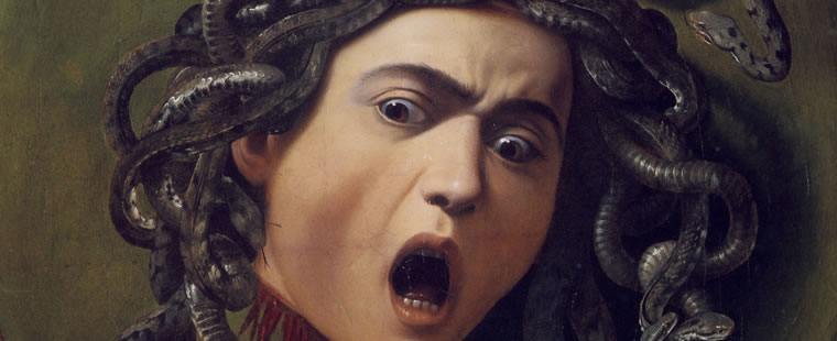 Caravaggio, Haupt der Medusa, Florenz, Uffizien (Detail)